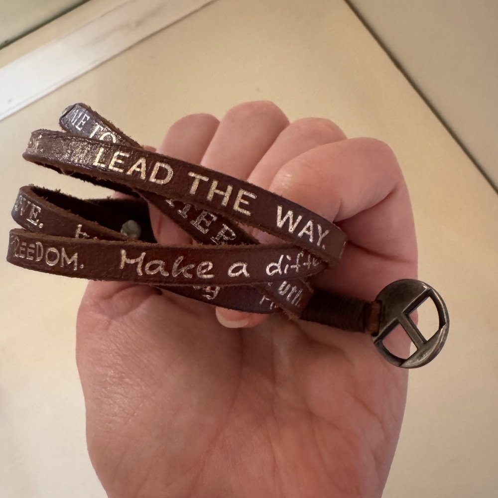 Leather Wrap Bracelet • Inspirational Word Straps • Rhinestone Snap - Picture 3 of 3